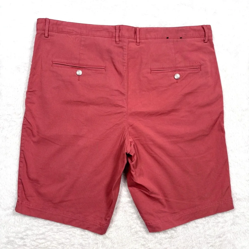 Hugo Boss Slice Shorts Mens 38R Salmon Pink Slim Fit Stretch Chino Casual Preppy